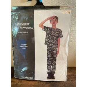 New Boys Camo Army Soldier Child Large (8-10) Halloween Costume Camouflage